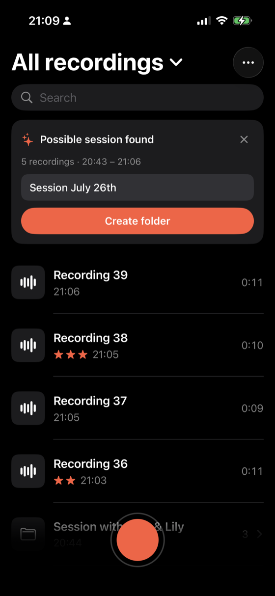 Jibber suggesting a session folder